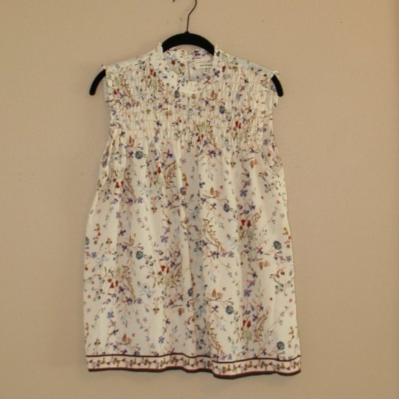 Max Studio size M spocked Floral sleeveless top - Picture 1 of 5
